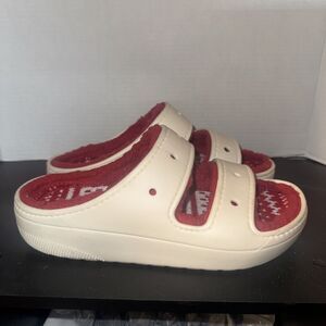 Crocs Classic Cozzzy Holiday Sweater Unisex Sandal Size M7/W9 Fuzzy Liner NICE!